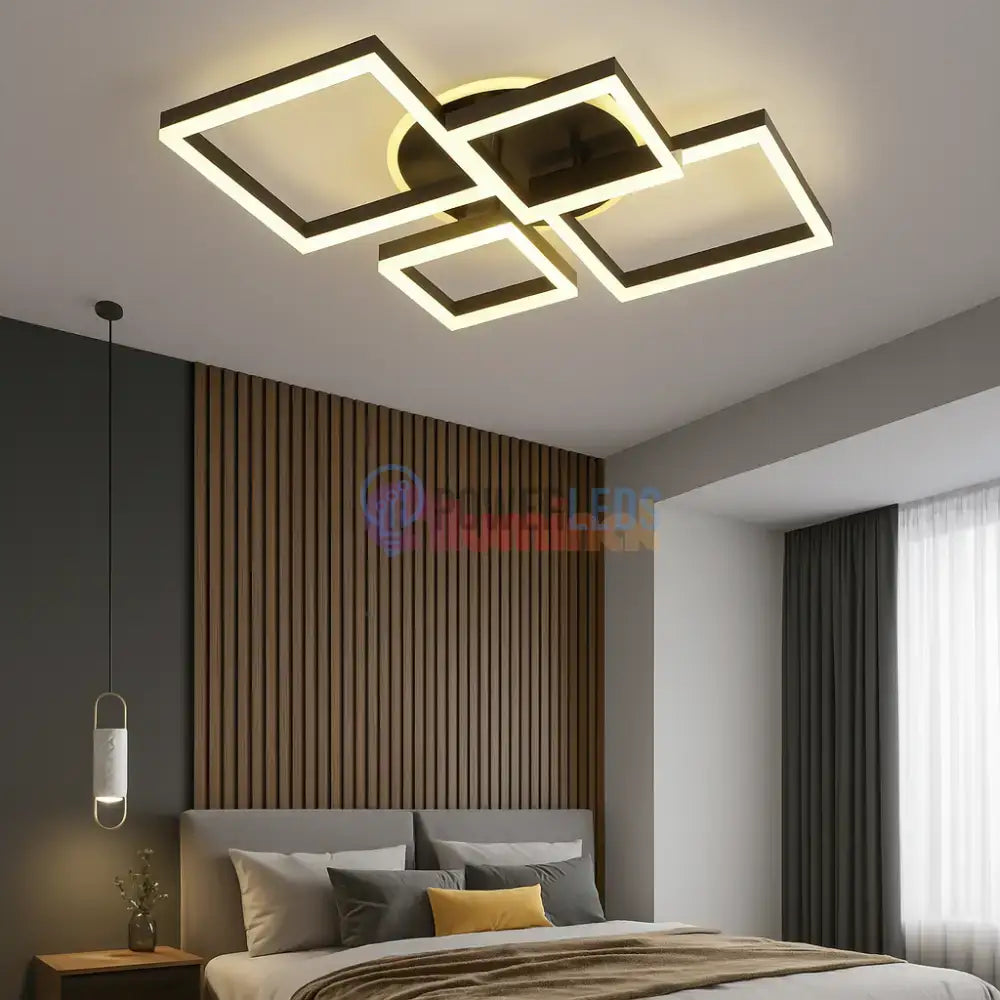 Lustra LED 2+2 SQUARE BLACK Telecomanda 240W 5190-2+2 BK powerleds.ro