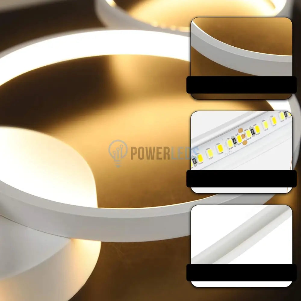 Lustra LED Modern White 4 Rings Echivalent 600W Telecomanda powerleds.ro