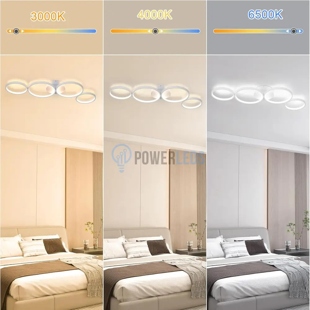 Lustra LED Modern White 4 Rings Echivalent 600W Telecomanda powerleds.ro