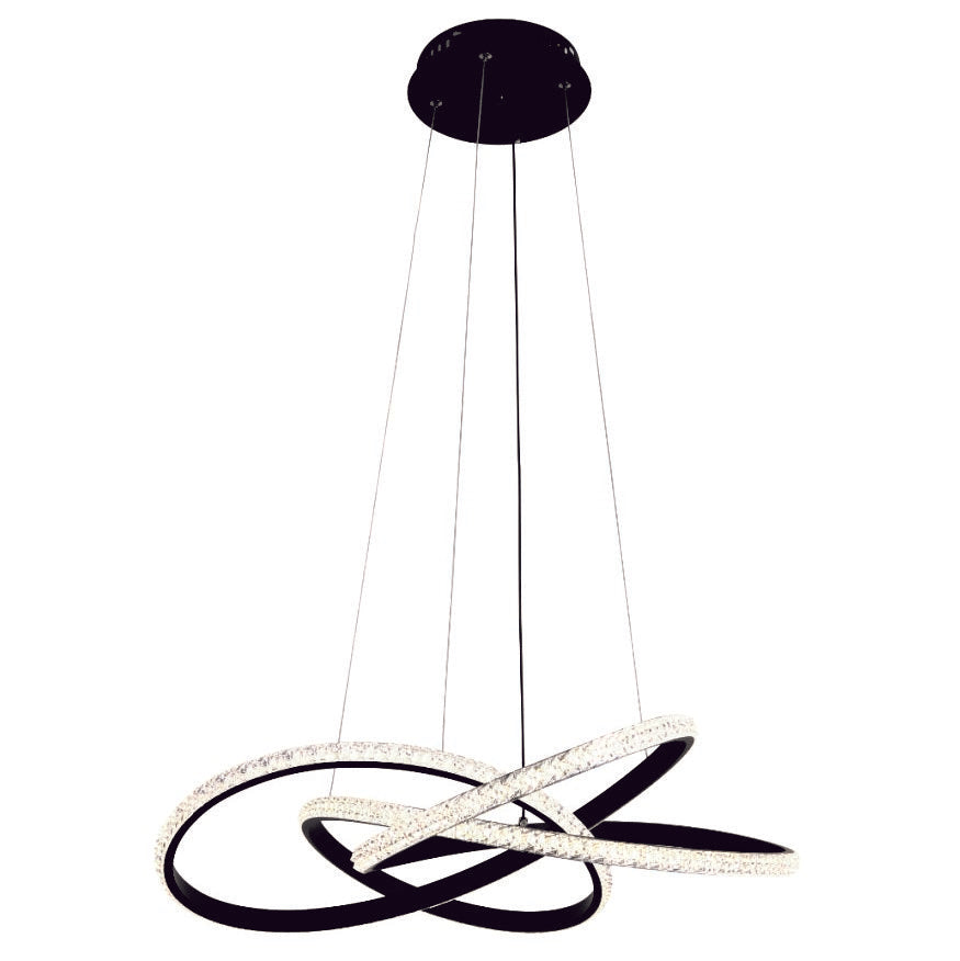 Lustra LED 86W Cristal Infinity Black 3 Segmente 3 Functii