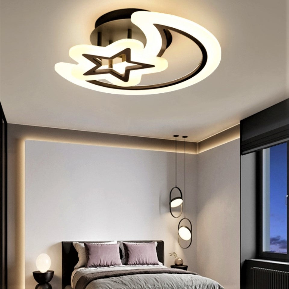 Lustra LED SEMILUNA Neagra Echivalent 400W Telecomanda