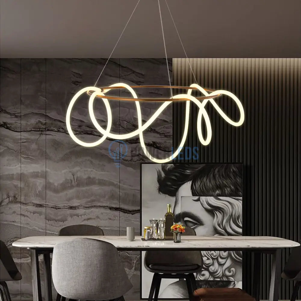 Lustra Led Nordic Golden Tube Echivalent 400W Telecomanda Lighting Fixtures
