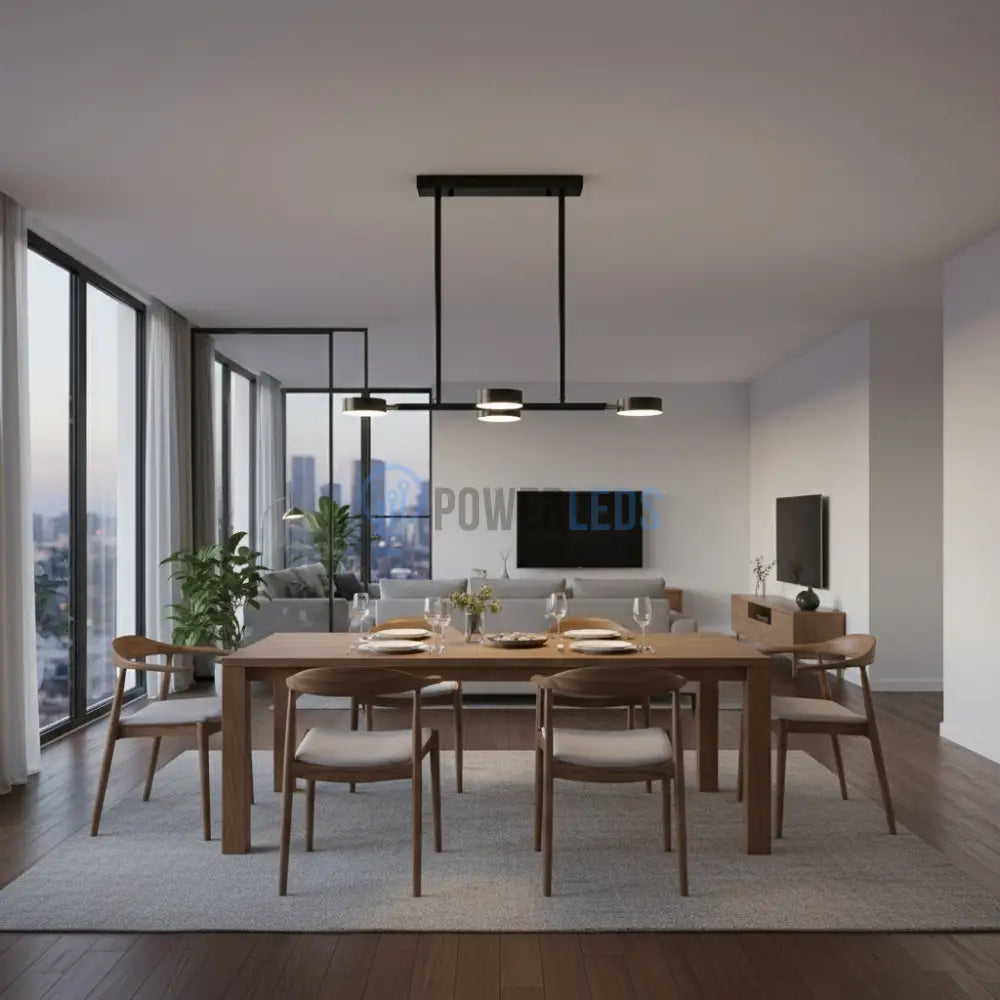Lustra LED Nordic Style Mini WELA Black Echivalent 300W Telecomanda led ceiling light