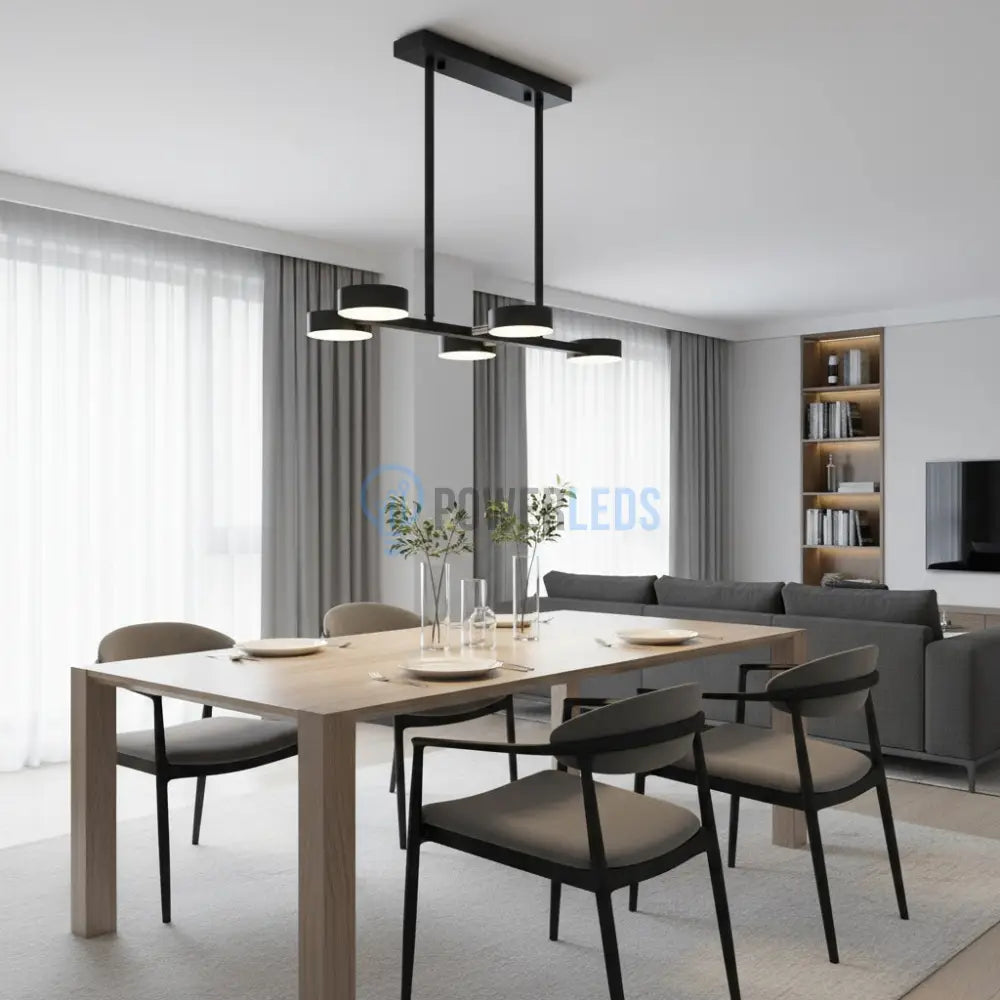 Lustra LED Nordic Style Mini WELA Black Echivalent 300W Telecomanda led ceiling light