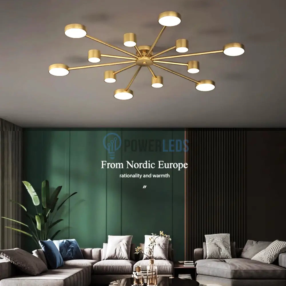 Lustra Led Nordic Style Web Gold Echivalent 600W Telecomanda G3867 Led Ceiling Light