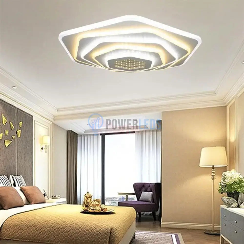Lustra Led 92W Pentagon Mirror 3D Telecomanda Lighting Fixtures
