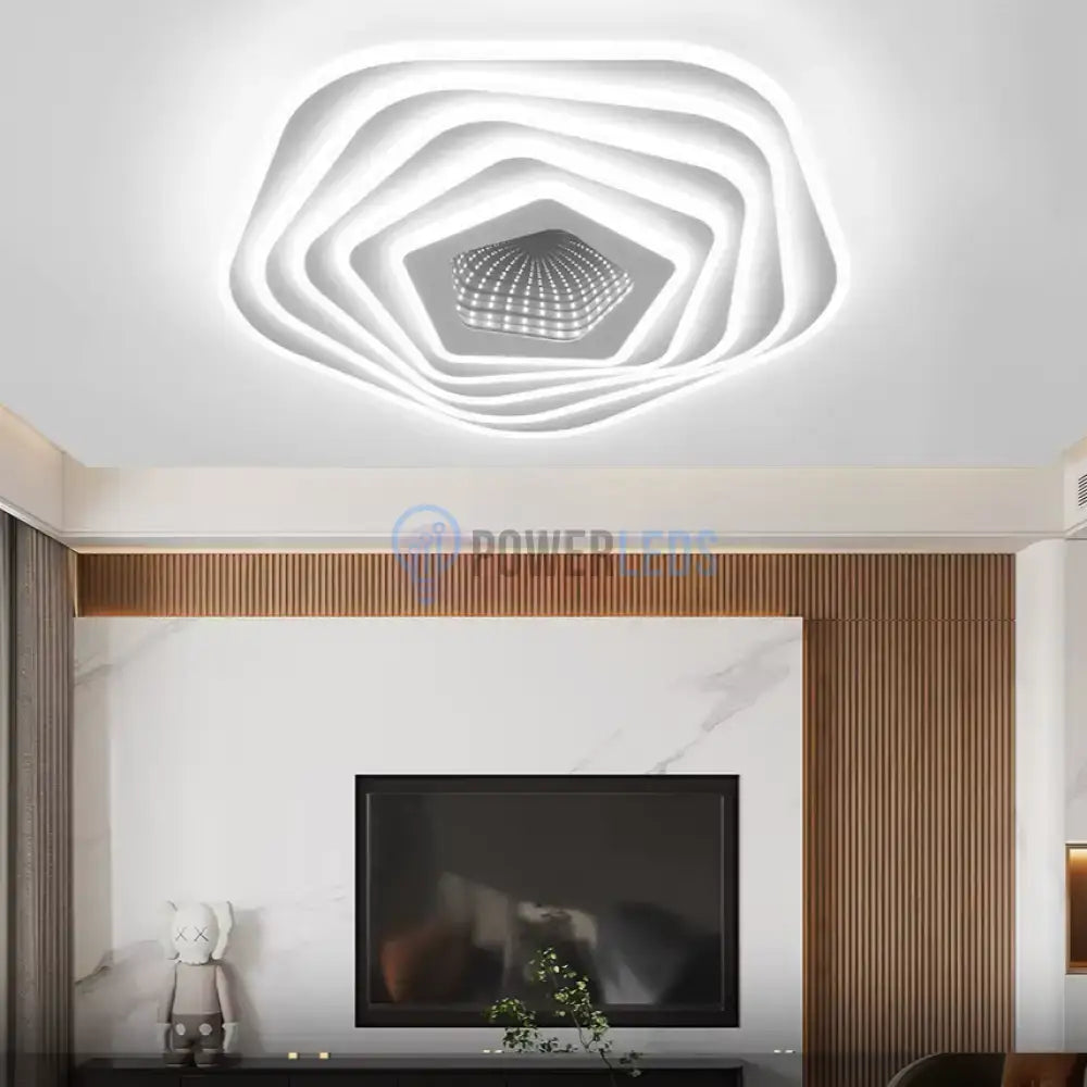 Lustra LED Pentagon MIRROR 3D Echivalent 800W Telecomanda ALBA / 50CM / 3D OGLINDA Lighting Fixtures
