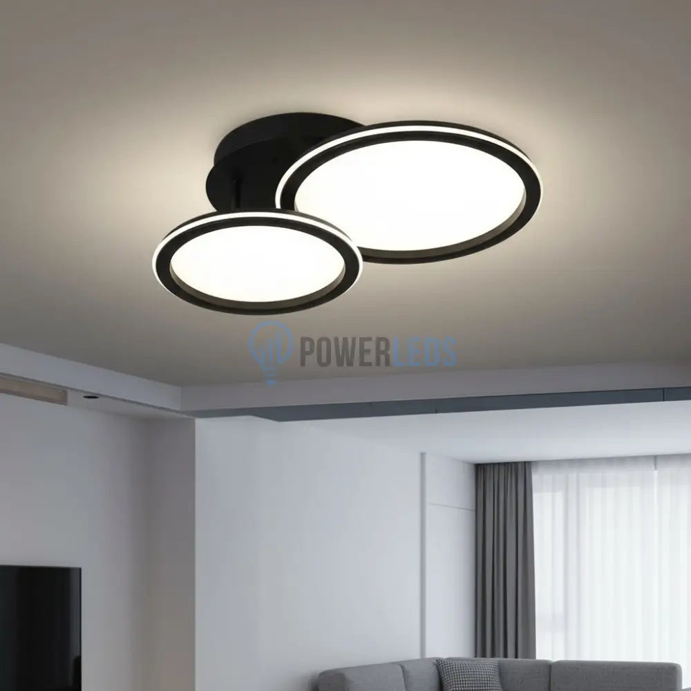 Lustra LED Polin 2 BLACK CIRCLE 300W Telecomanda NEAGRA Lighting Fixtures