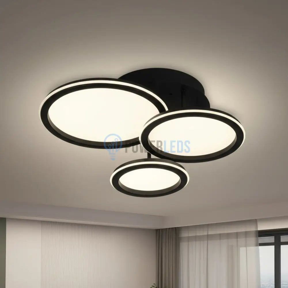 Lustra LED Polin 3 BLACK CIRCLE Echivalent 510W Telecomanda NEAGRA Lighting Fixtures
