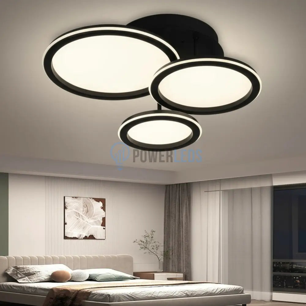 Lustra LED Polin 3 BLACK CIRCLE Echivalent 510W Telecomanda NEAGRA Lighting Fixtures