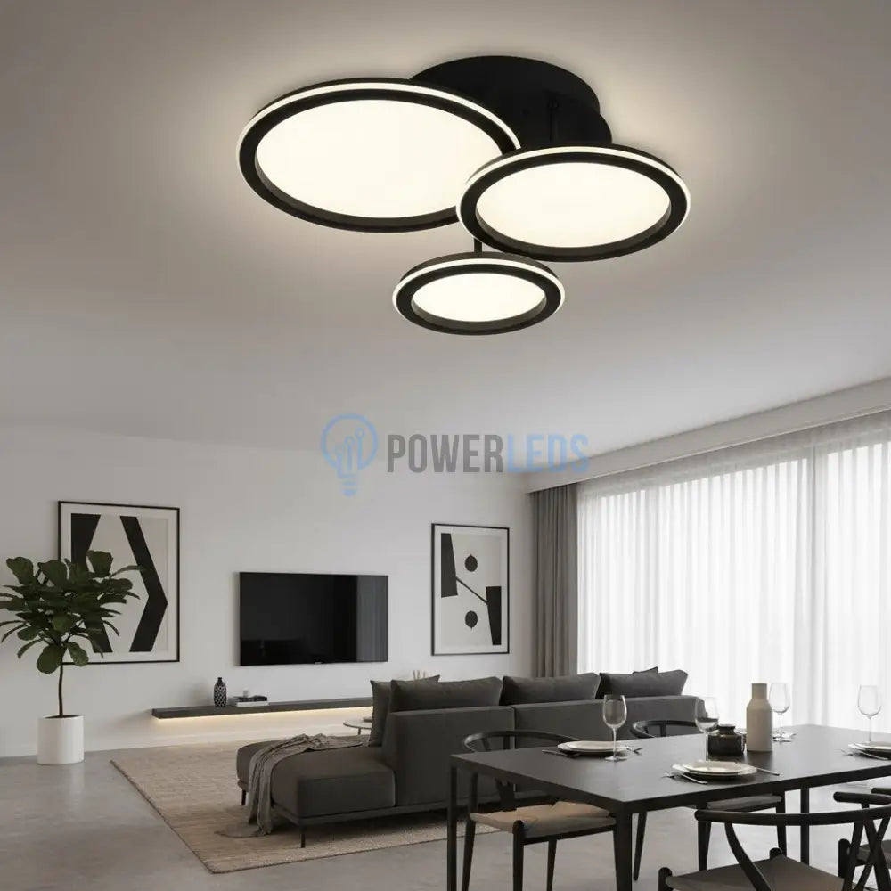 Lustra LED Polin 3 BLACK CIRCLE Echivalent 510W Telecomanda NEAGRA Lighting Fixtures