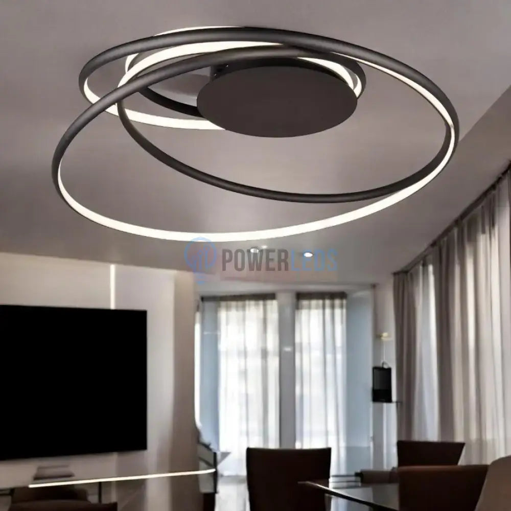 Lustra LED Premium NALA 3 lumini din buton Echivalent 700W CIRCLE DESIGN / NEAGRA / 72CM CEILING LIGHT