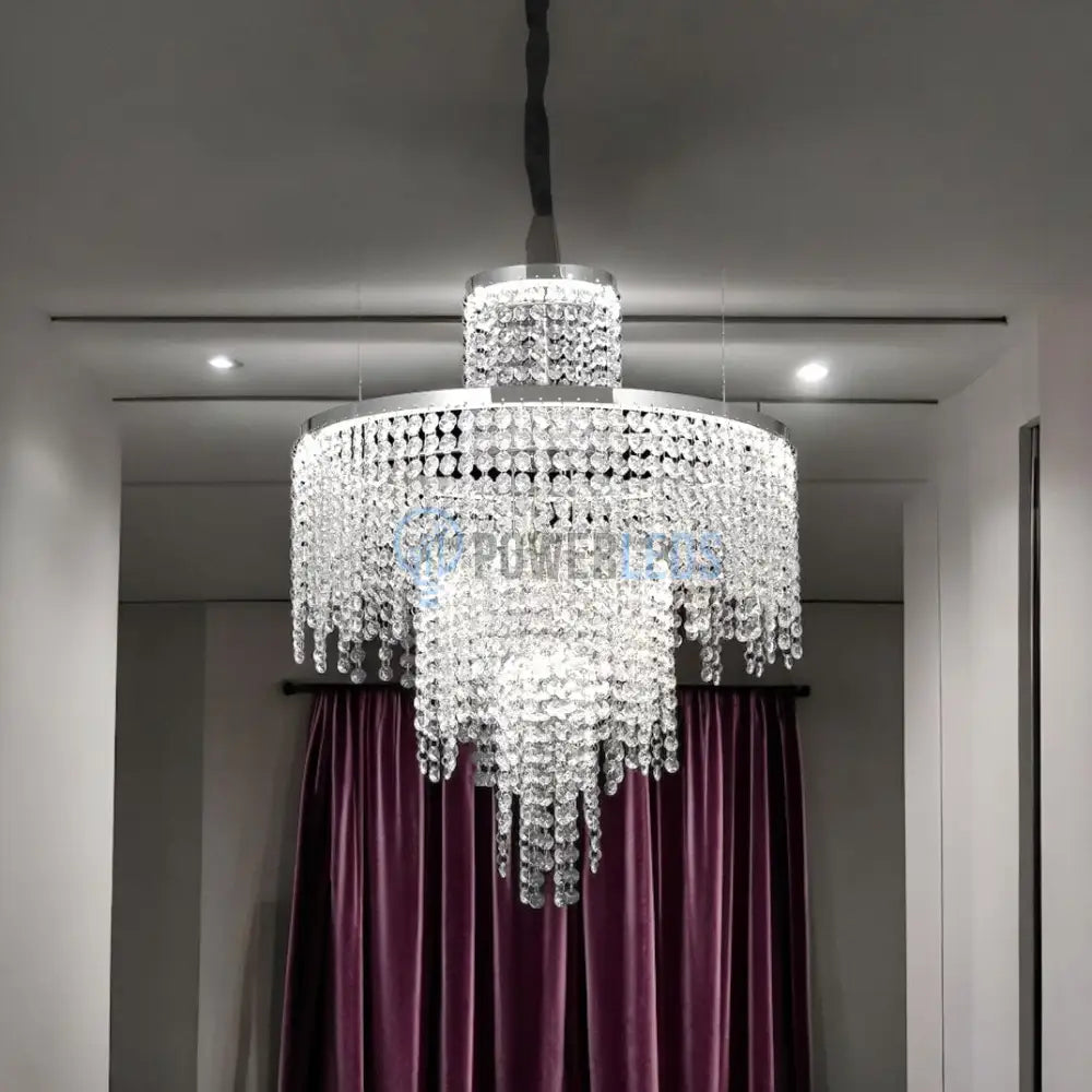 Lustra Led Rain Silver Cristal Telecomanda Echivalent 500W Lighting Fixtures