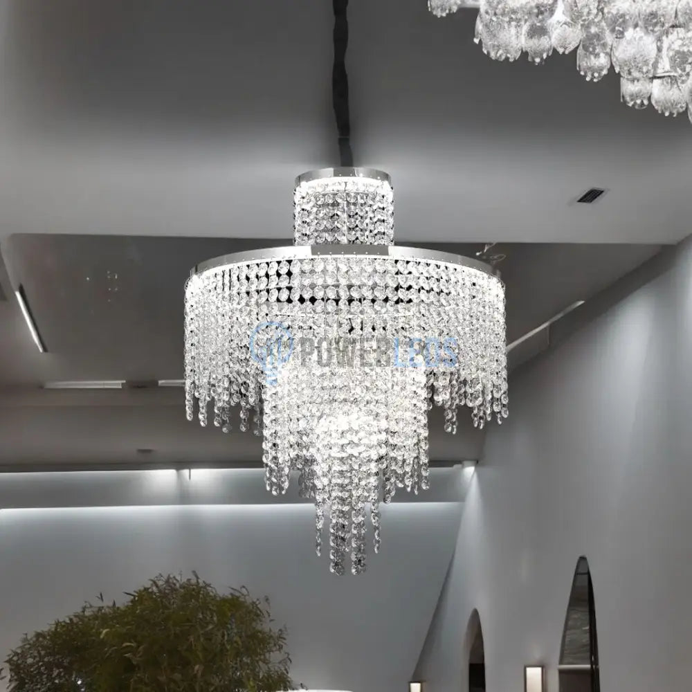 Lustra Led Rain Silver Cristal Telecomanda Echivalent 500W Lighting Fixtures