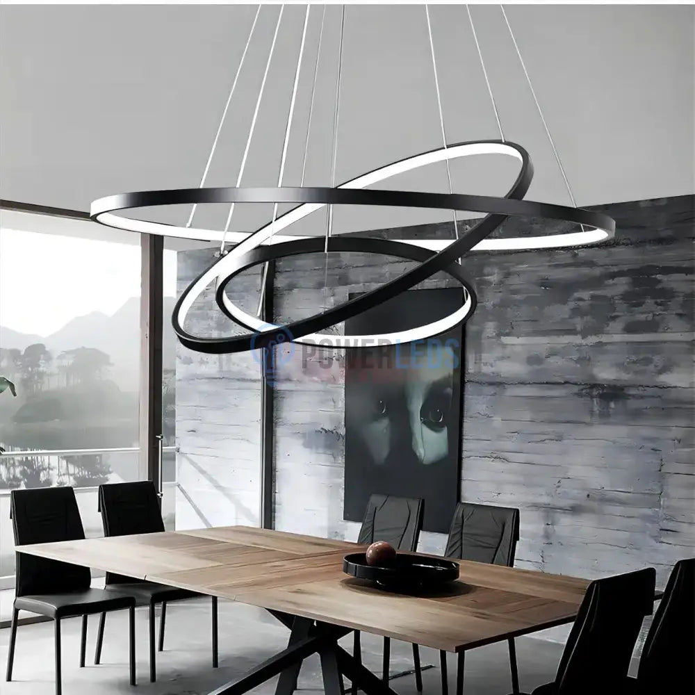 Lustra LED RGB-CCT AARON Black WIZ SMART Echivalent 1000W Telecomanda NEAGRA / 80CM / SUSPENDATE Lighting Fixtures