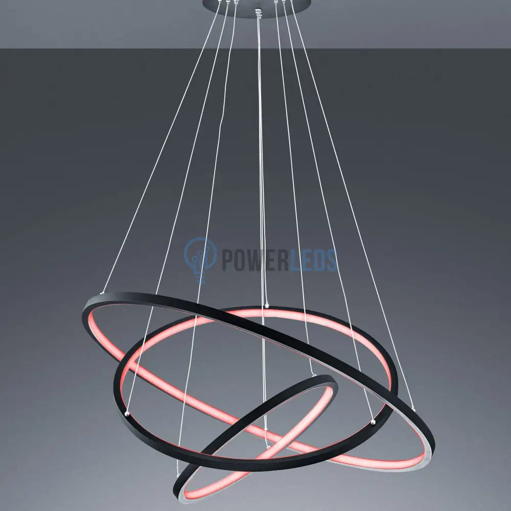 Lustra LED RGB-CCT AARON Black WIZ SMART Echivalent 1000W Telecomanda powerleds.ro