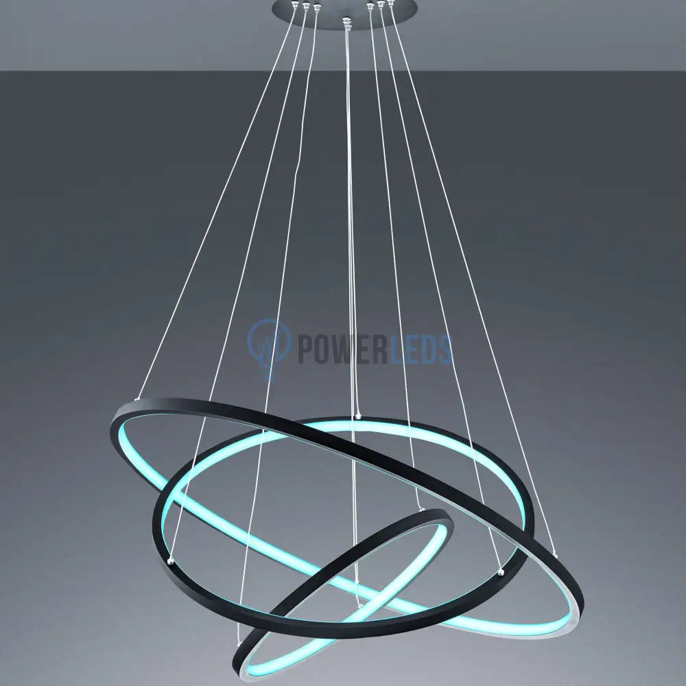 Lustra LED RGB-CCT AARON Black WIZ SMART Echivalent 1000W Telecomanda powerleds.ro