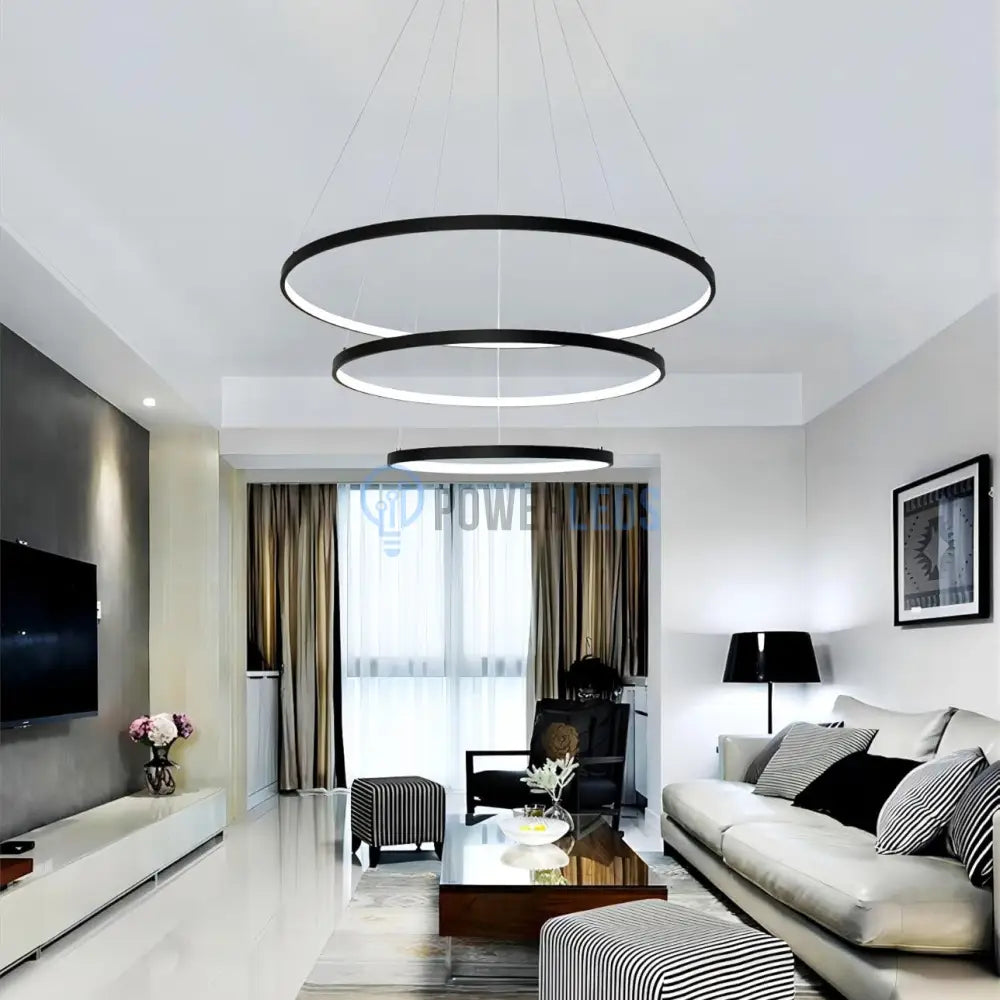 Lustra LED RGB-CCT AARON Black WIZ SMART Echivalent 1000W Telecomanda powerleds.ro