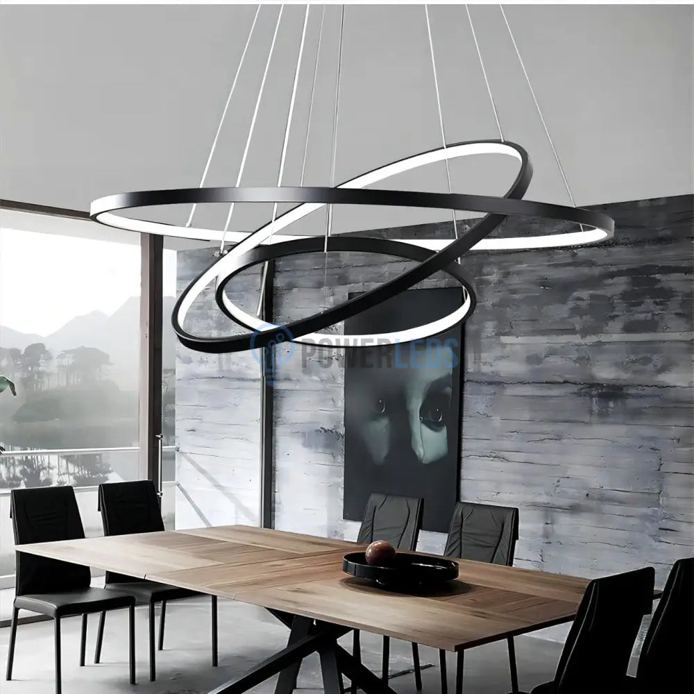 Lustra LED RGB-CCT AARON Black WIZ SMART Echivalent 1000W Telecomanda powerleds.ro