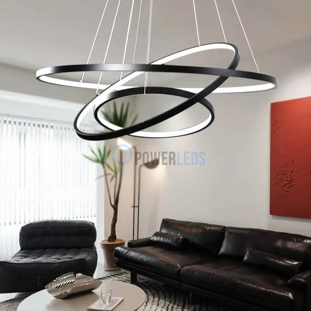 Lustra LED RGB-CCT AARON Black WIZ SMART Echivalent 1000W Telecomanda powerleds.ro