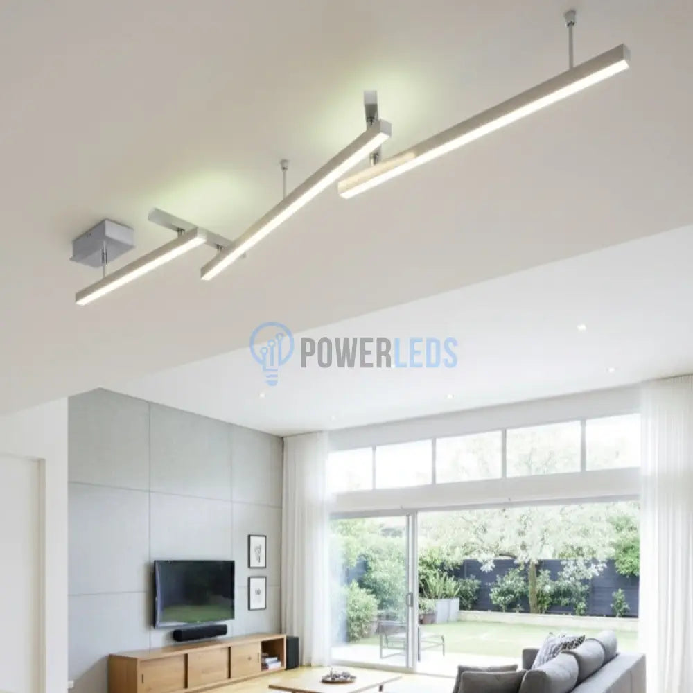 Lustra LED RGBW MELBY Reglabila Argintie 242cm Echivalent 300W Telecomanda 345CM / MINIMALIST DESIGN / ARGINTIE
