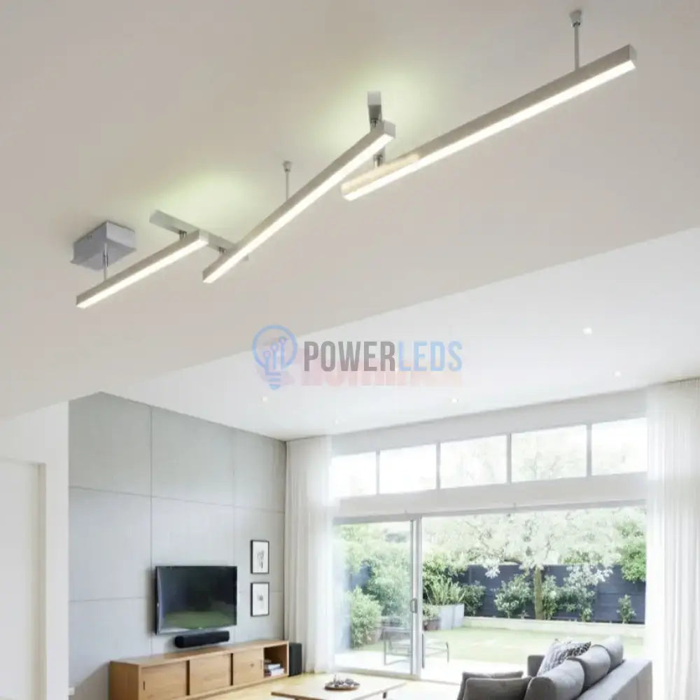 Lustra LED RGBW MELBY Reglabila Argintie 242cm Echivalent 300W Telecomanda 242CM / MINIMALIST DESIGN / ARGINTIE