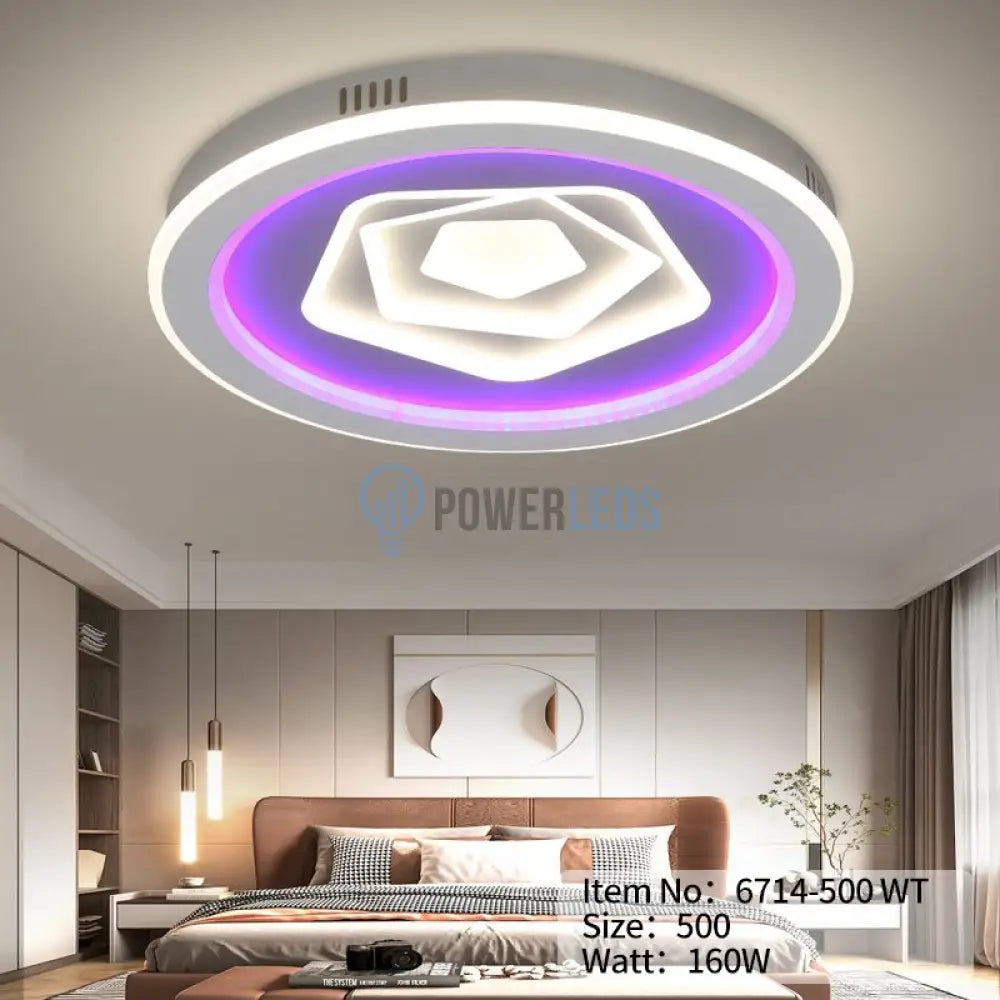 Lustra Led Round Levels Rgb Echivalent 800W Telecomanda Ceiling Light Fixtures