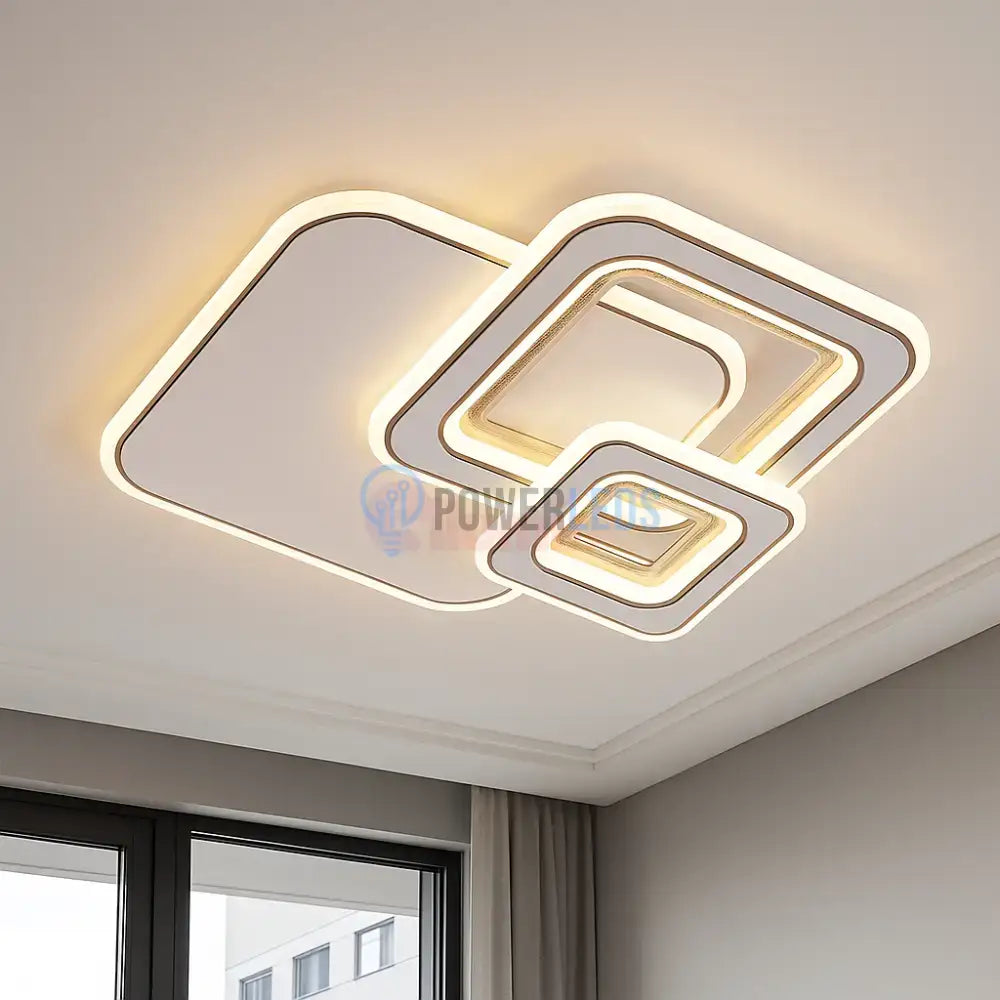 Lustra LED Saro Square White Echivalent 100W ALBA / SQUARE DESIGN / 40CM Lighting Fixtures