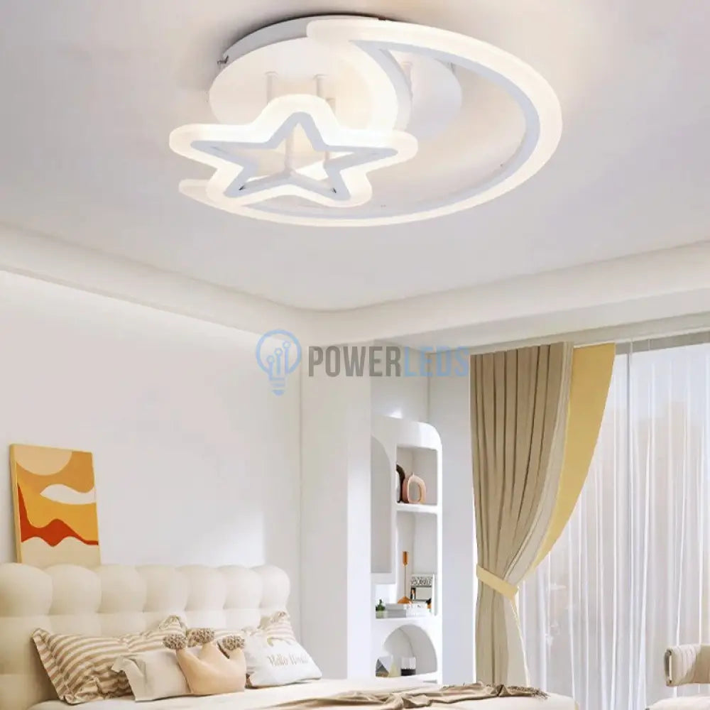 Lustra Led Semiluna Alba Echivalent 400W Telecomanda Lighting Fixtures