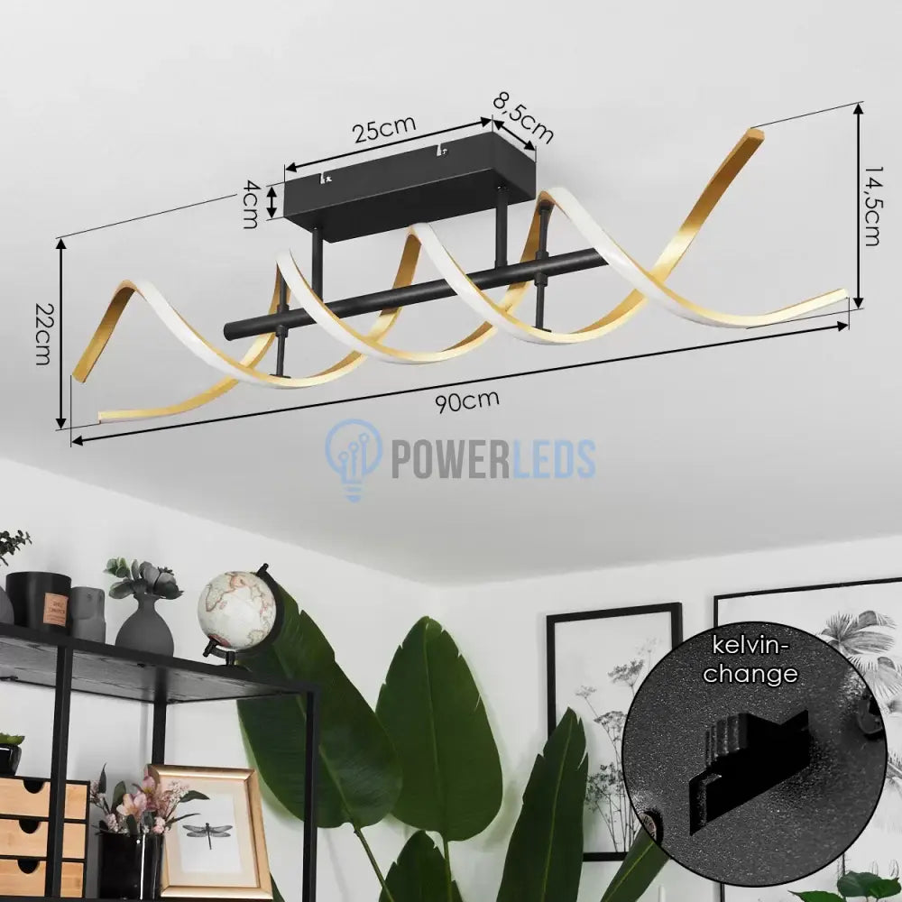 Lustra Led Sequence Gold + Black Echivalent 300W Lighting Fixtures