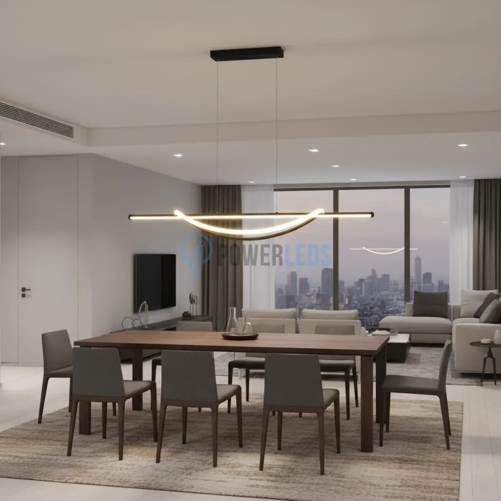 Lustra LED SIMA Suspendata Black Echivalent 500W Telecomanda Lighting Fixtures