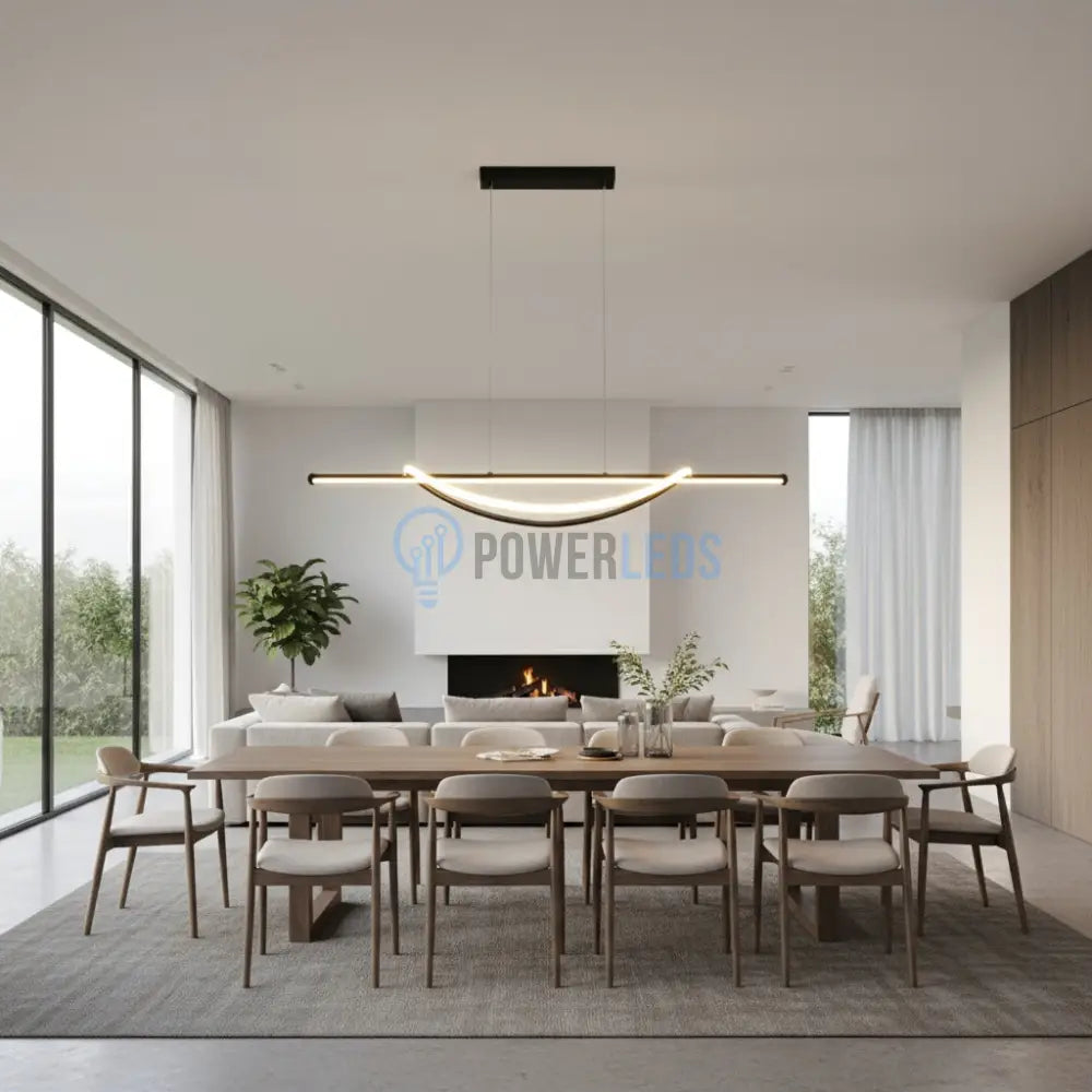 Lustra LED SIMA Suspendata Black Echivalent 500W Telecomanda Lighting Fixtures