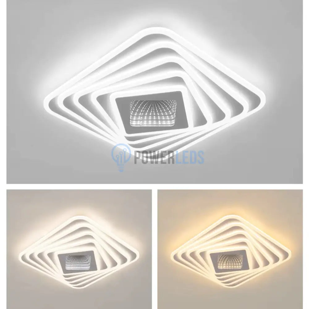 Lustra LED SQUARE 3D MIRROR Echivalent 800W Telecomanda ALBA / 50CM / 3D OGLINDA Lighting Fixtures