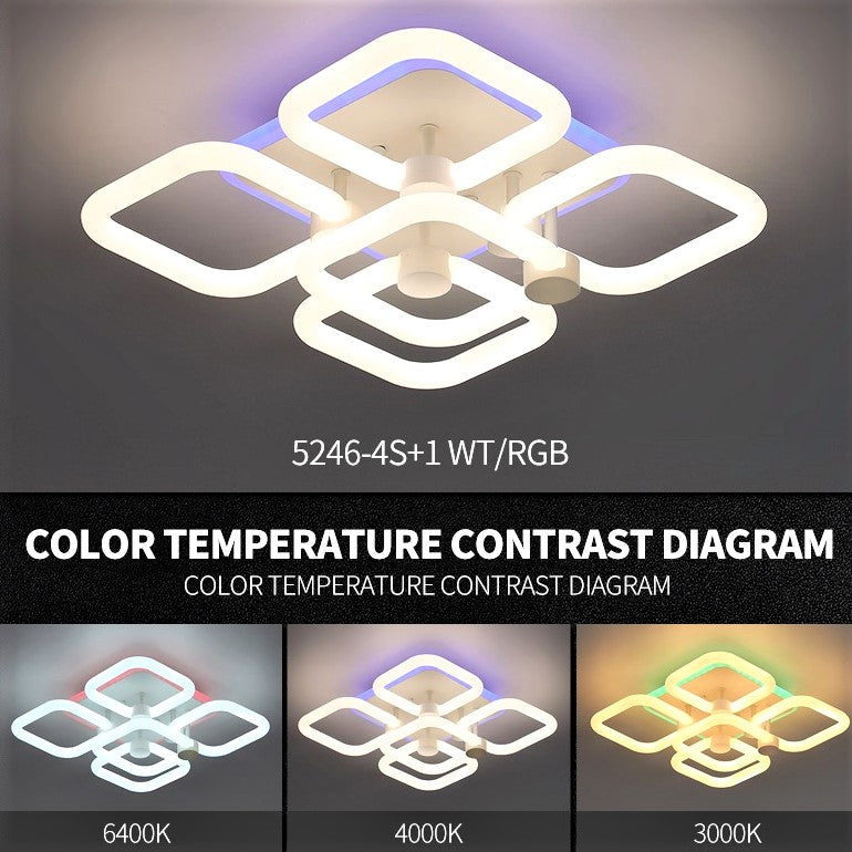 Lustra LED 172W SQUARE 4+1 RGB SMART Telecomanda