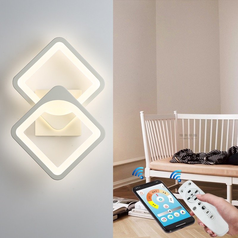 Lustra LED 1+1 Square Design Alb Echivalent 300W Telecomanda