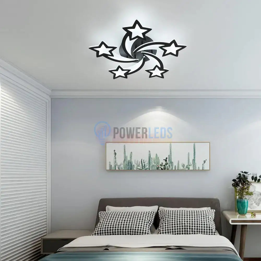 Lustra Led 160W Star Design Black Telecomanda Echivalent 600W Lighting Fixtures