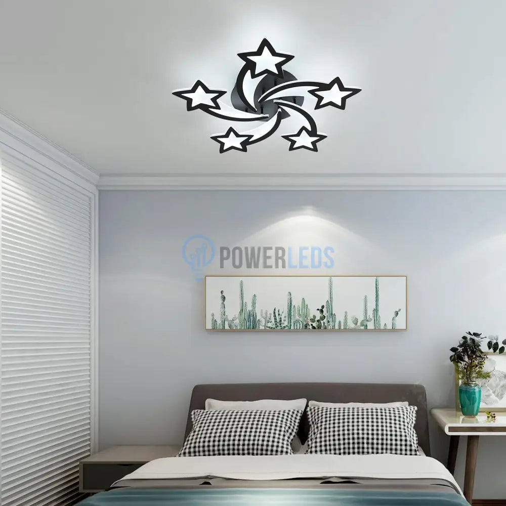 Lustra Led 160W Star Design Black Telecomanda Echivalent 600W Lighting Fixtures