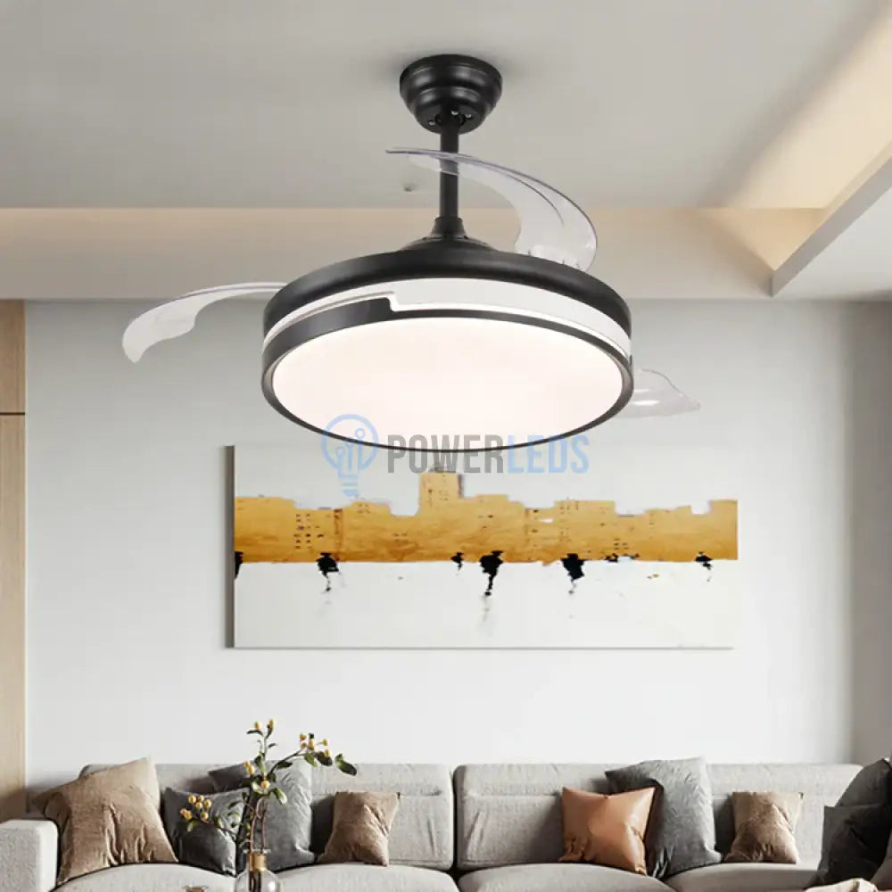 Lustra LED Ventilator cu Telecomanda ESC-410YY BK powerleds.ro