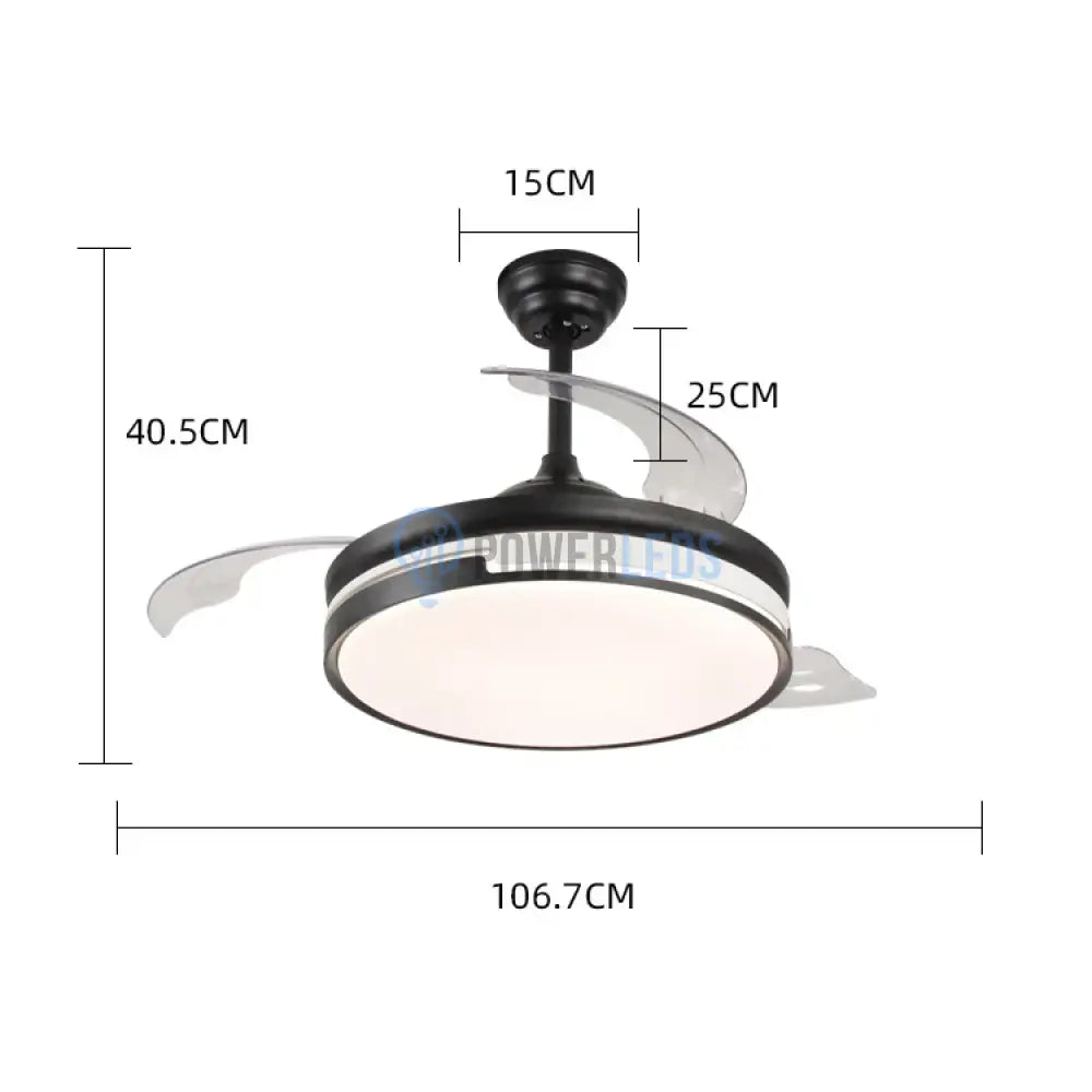 Lustra LED Ventilator cu Telecomanda ESC-410YY BK powerleds.ro