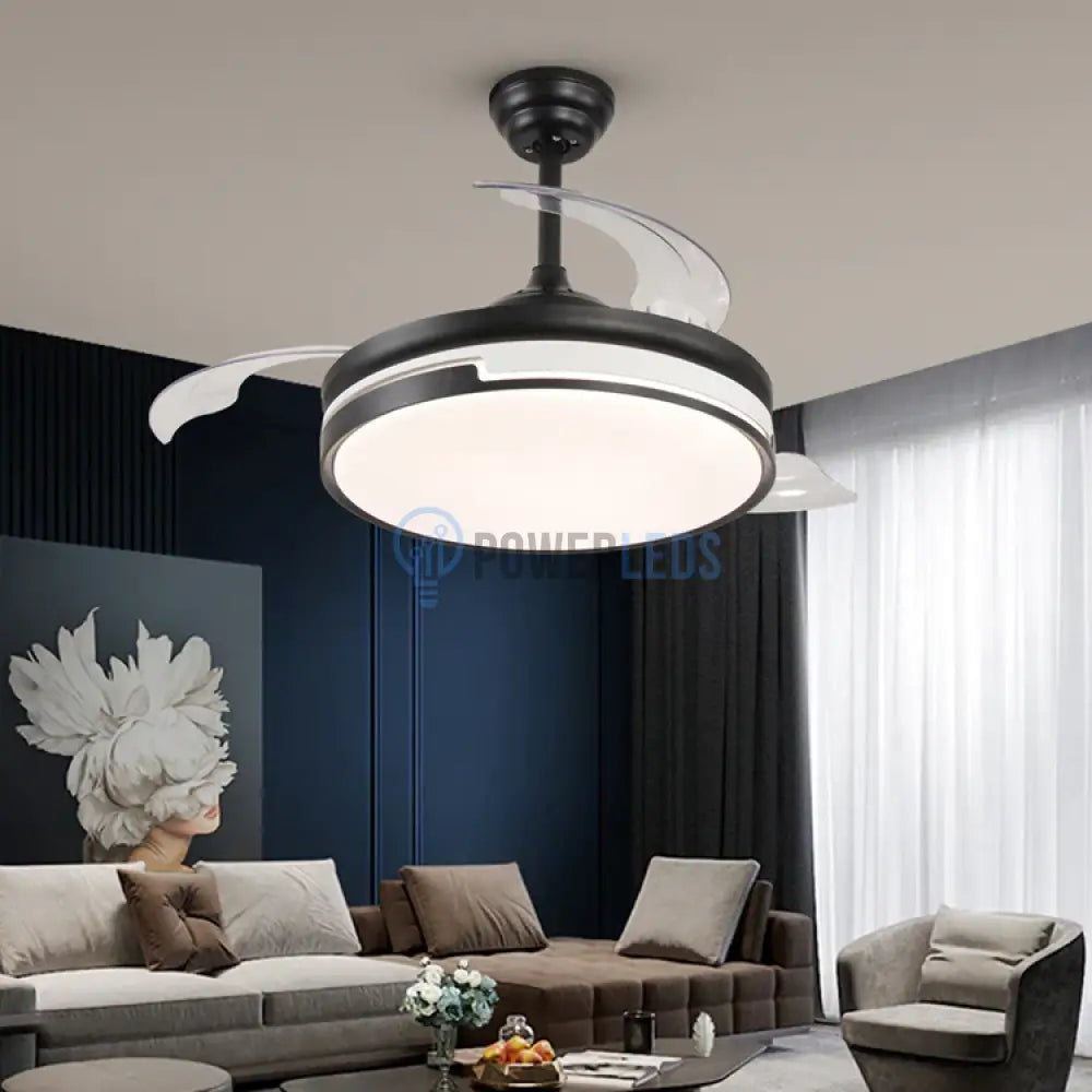 Lustra LED Ventilator cu Telecomanda ESC-410YY BK powerleds.ro