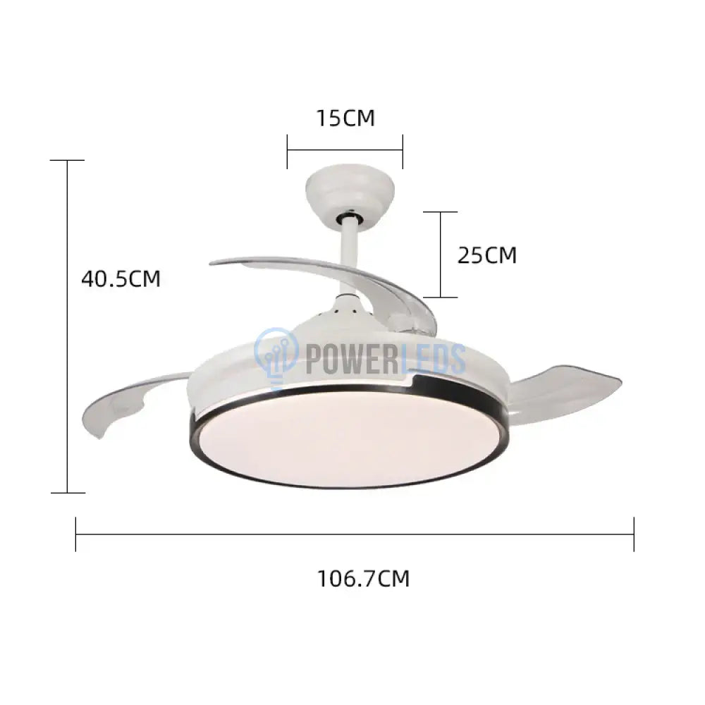 Lustra LED Ventilator cu Telecomanda ESC-410YY WH+BK powerleds.ro