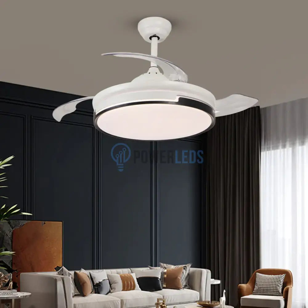 Lustra LED Ventilator cu Telecomanda ESC-410YY WH+BK powerleds.ro