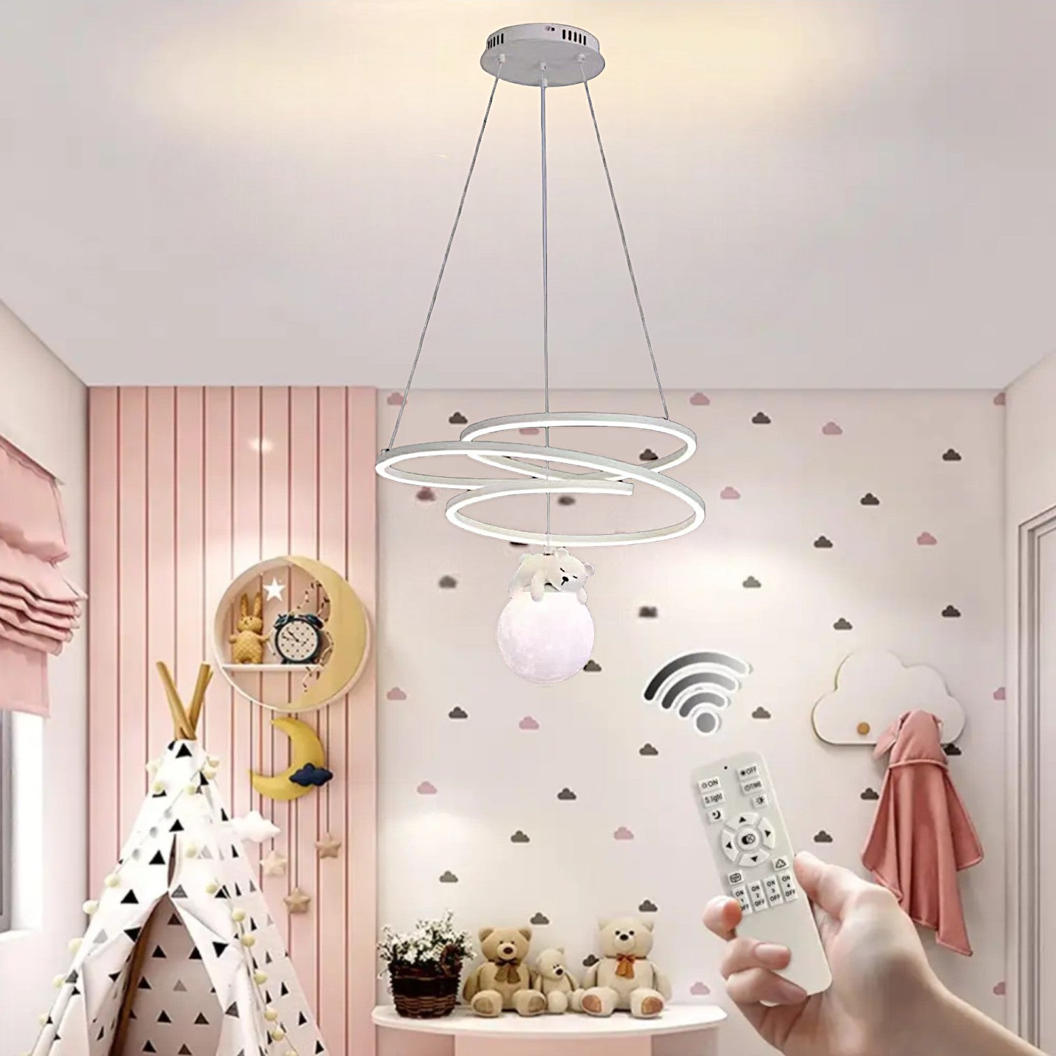 Lustra LED Sleepy Teddy Kids Room Echivalent 500W Telecomanda