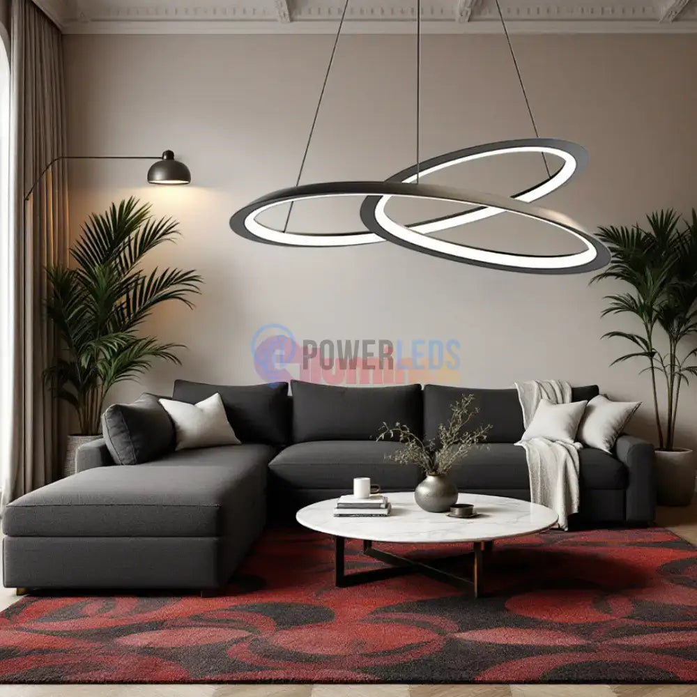 Lustra LED Suspendata 120W Lumea Black Telecomanda Echivalent 600W powerleds.ro