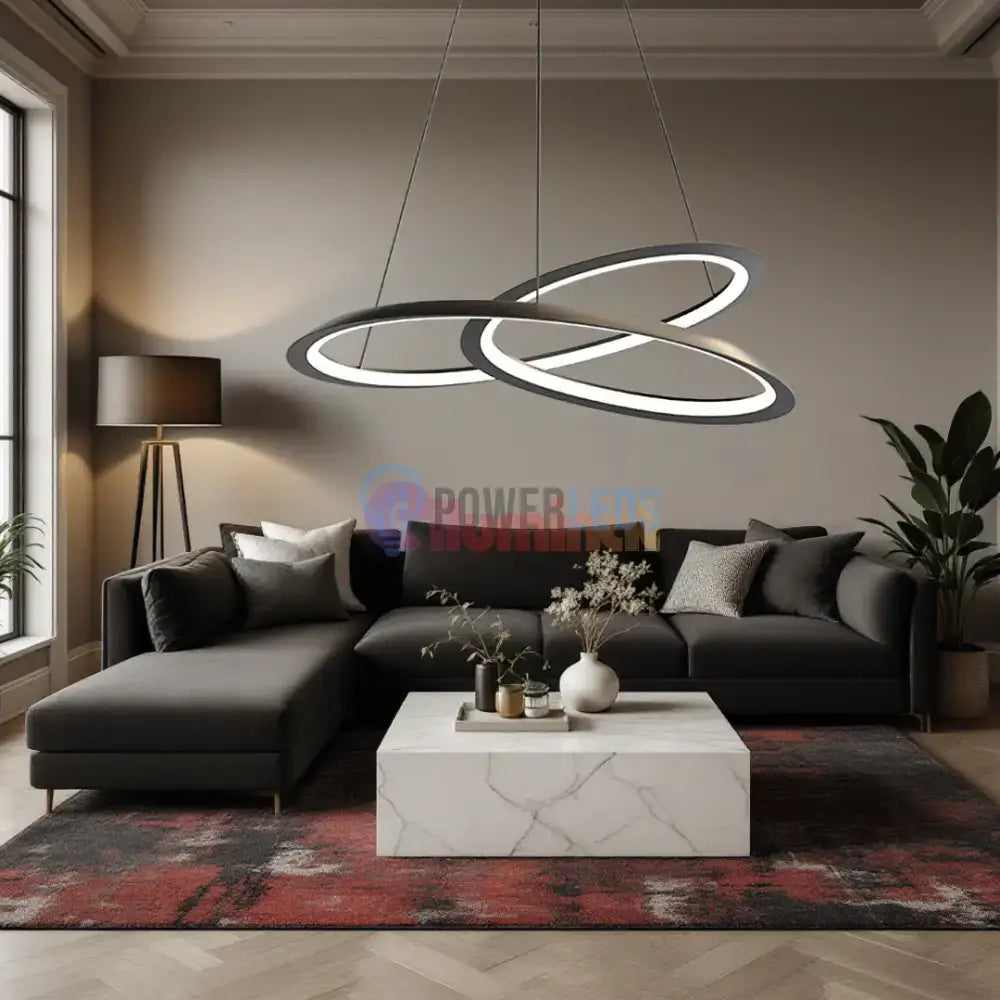 Lustra LED Suspendata 120W Lumea Black Telecomanda Echivalent 600W powerleds.ro