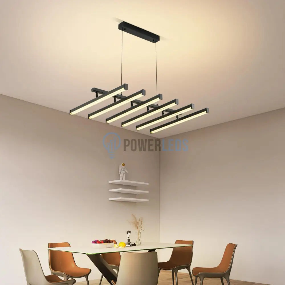 Lustra LED Suspendata 6 Linii Reglabile Black Echivalent 800W Telecomanda powerleds.ro