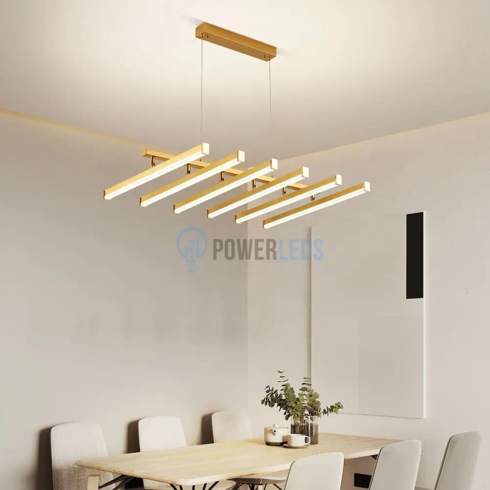 Lustra LED Suspendata 6 Linii Reglabile Gold Echivalent 800W Telecomanda powerleds.ro