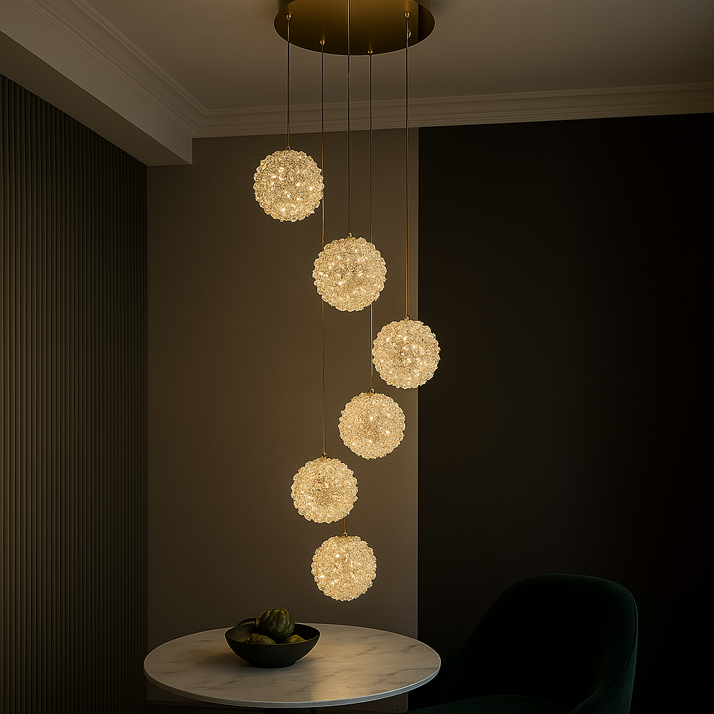 Lustra LED Suspendata Golden Sponge Deluxe 7 Elemente Echivalent 800W