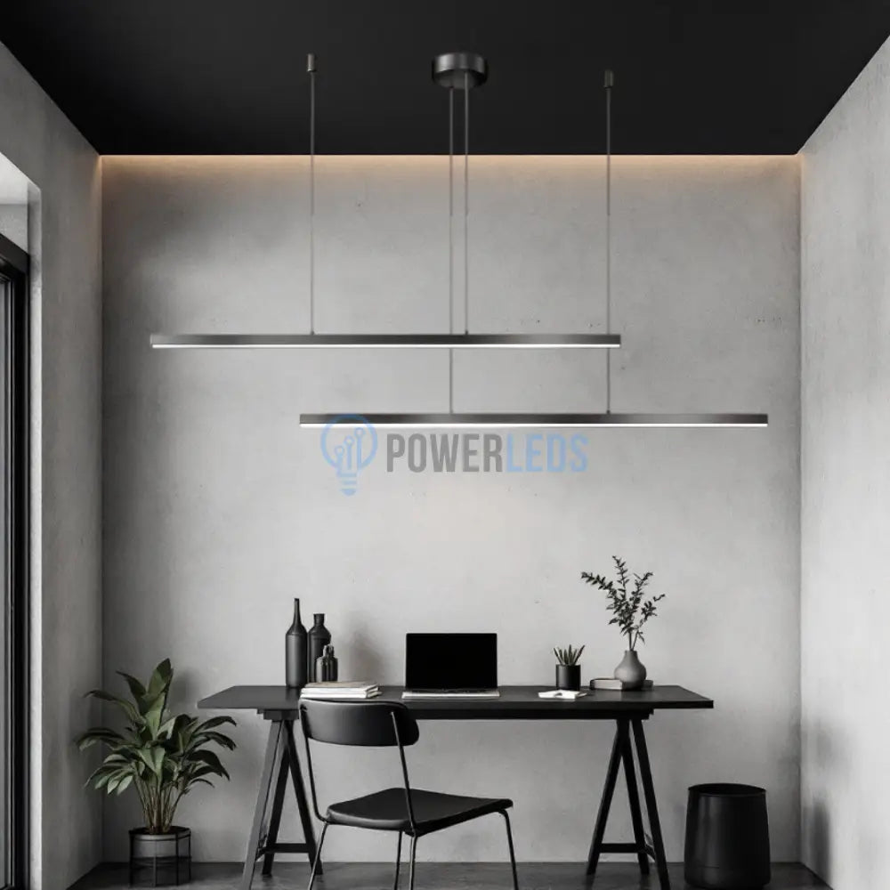 Lustra LED 72W OFFICE Suspendata Black cu Telecomanda P1936-90 BK NEAGRA / SUSPENDATE Lighting Fixtures