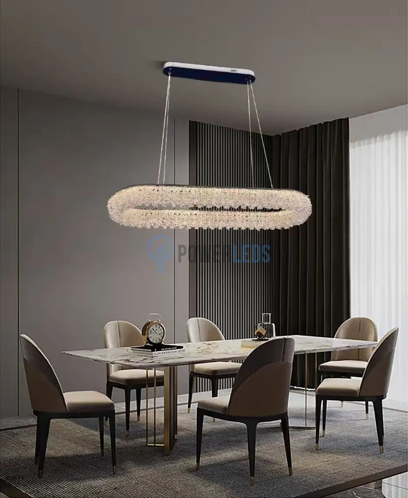 Lustra LED Suspendata 100W Chrome Crystal Sponge 80x30cm CRISTAL / CHROME Ceiling Light Fixtures